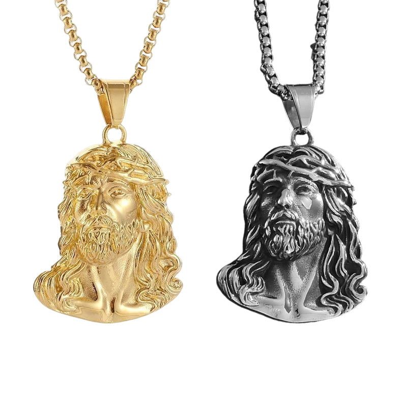 ✝️ BUY 1 GET 1 FREE! ✨ Jesus Head Pendant Necklace - Detailed Sculpture in Silver or Gold Tone (Chain Not Included) 🌟🙏