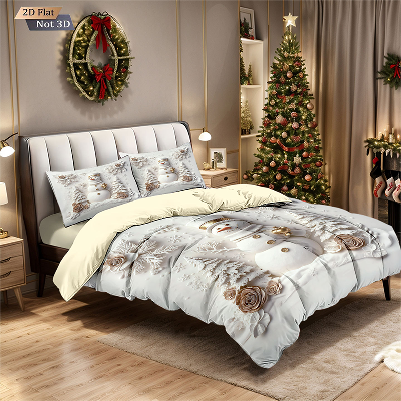 🎄 50% OFF NOW! ✨ Festive Christmas 3-Piece Duvet Cover Set - Soft Brushed Polyester with Holiday Patterns for Cozy Seasonal Decor 🛏️❤️