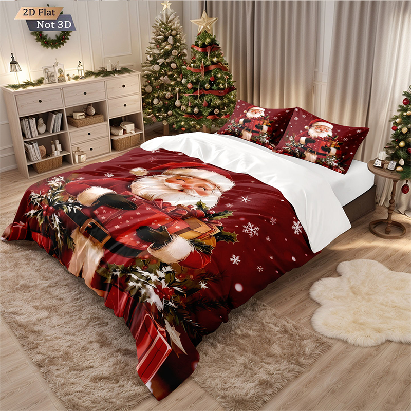 🎄 50% OFF NOW! ✨ Festive Christmas 3-Piece Duvet Cover Set - Soft Brushed Polyester with Holiday Patterns for Cozy Seasonal Decor 🛏️❤️