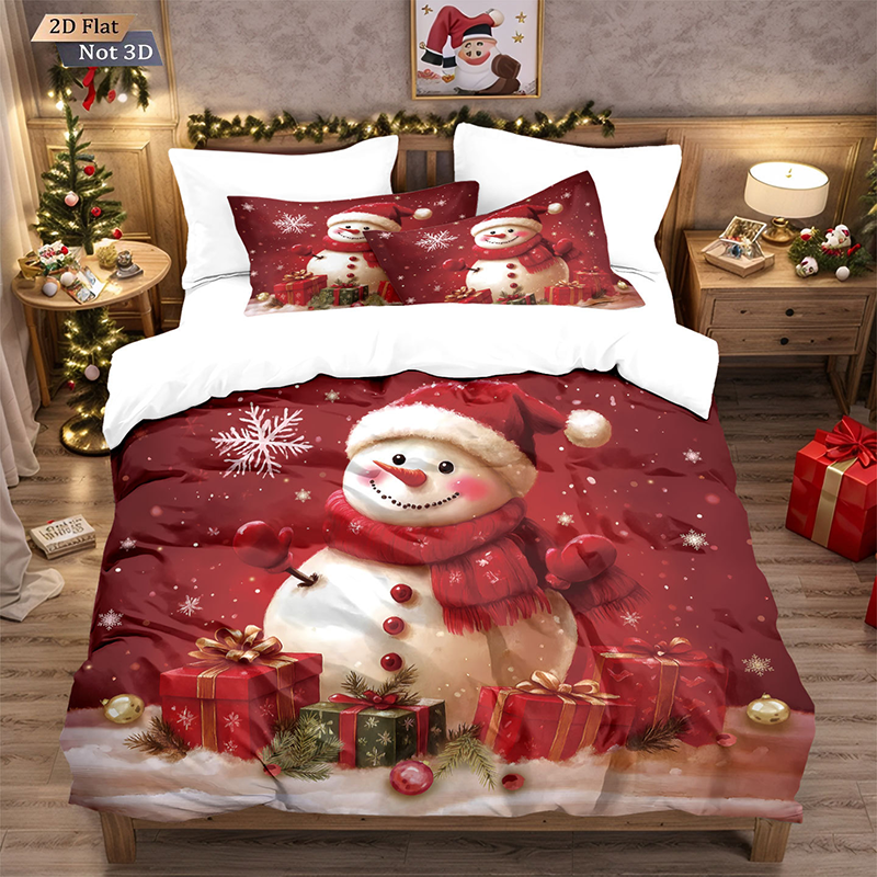 🎄 50% OFF NOW! ✨ Festive Christmas 3-Piece Duvet Cover Set - Soft Brushed Polyester with Holiday Patterns for Cozy Seasonal Decor 🛏️❤️