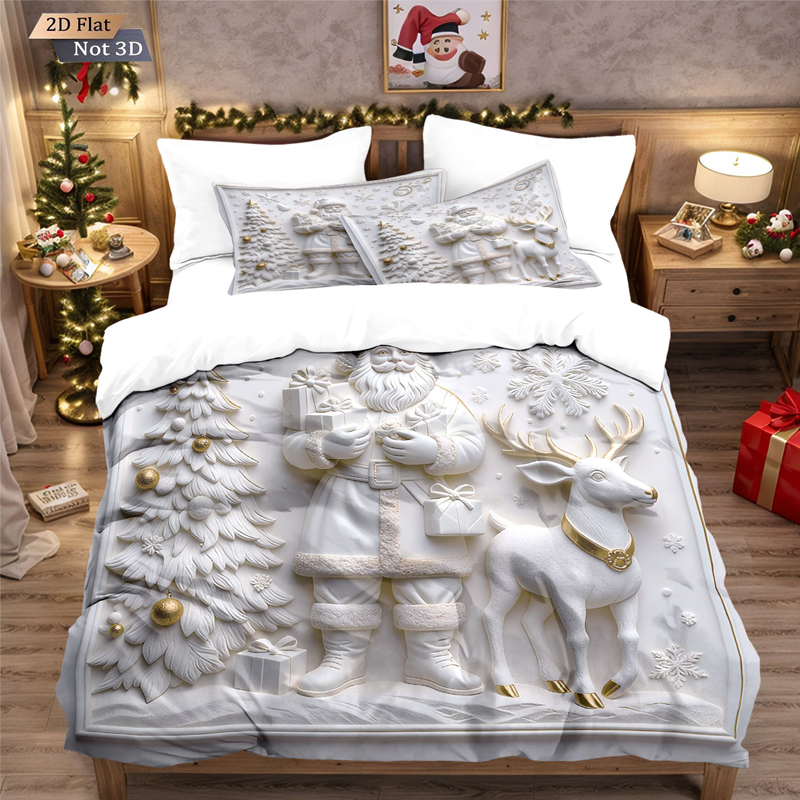 🎄 50% OFF NOW! ✨ Festive Christmas 3-Piece Duvet Cover Set - Soft Brushed Polyester with Holiday Patterns for Cozy Seasonal Decor 🛏️❤️