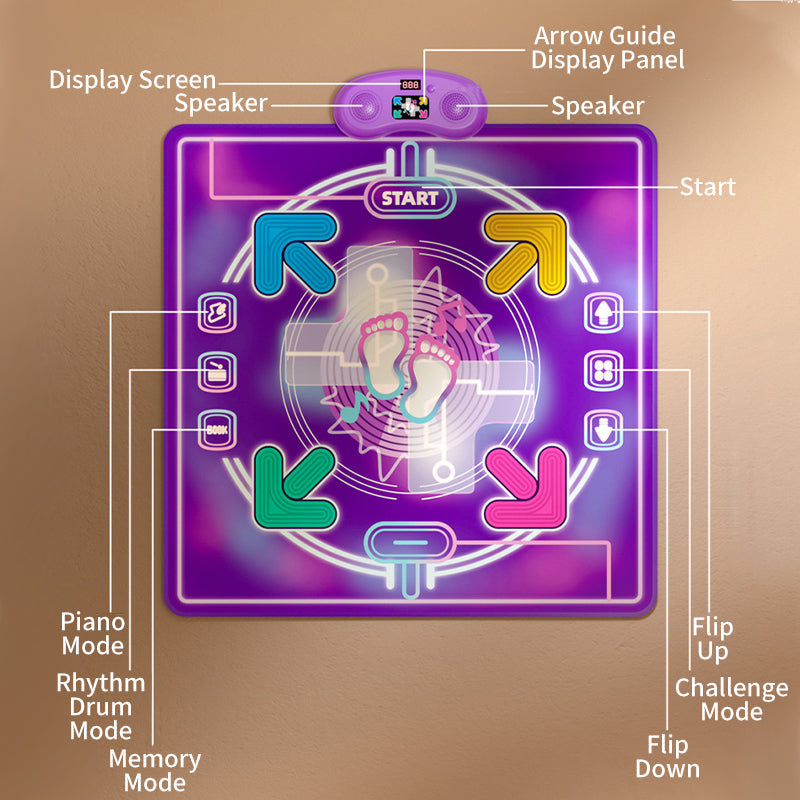 💃 LAST DAY 50% OFF! ✨ Bluetooth Music & Light Interactive Dance Mat - LED Color Changing with 3 Modes for Kids & Family Parties 🎵🌈