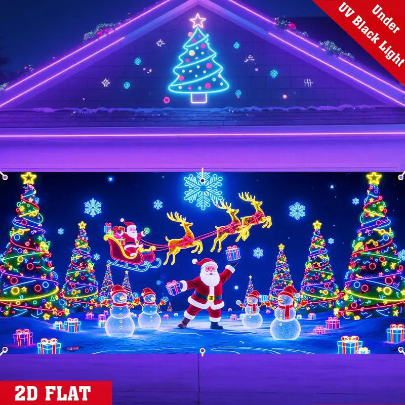 🔥Time-Limited Special🎄UV Reactive Christmas Garage Door Banner