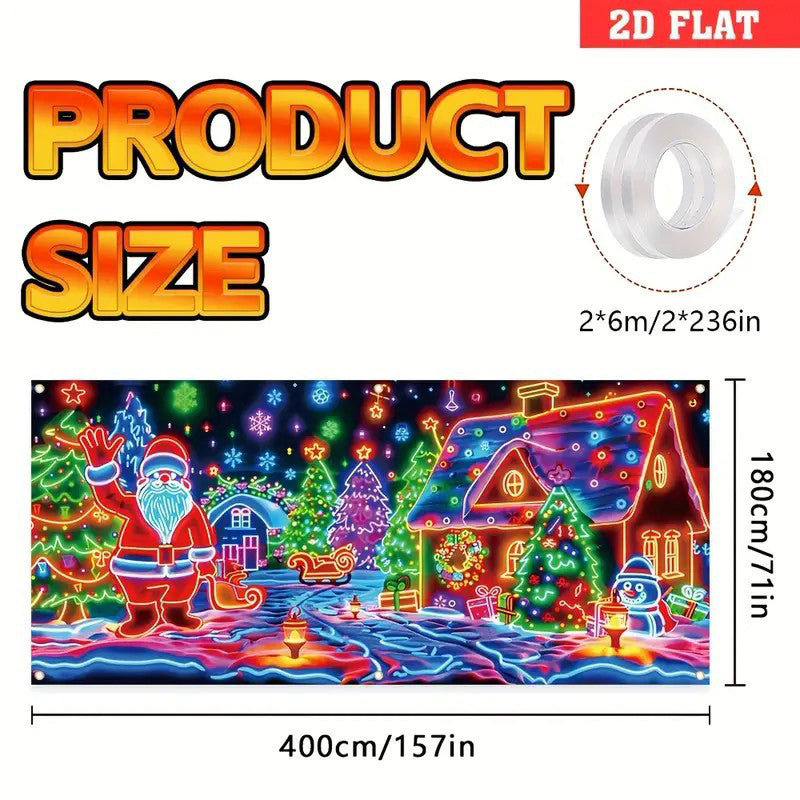 🔥Time-Limited Special🎄UV Reactive Christmas Garage Door Banner