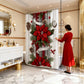 Christmas Red Print Holiday Shower Curtain