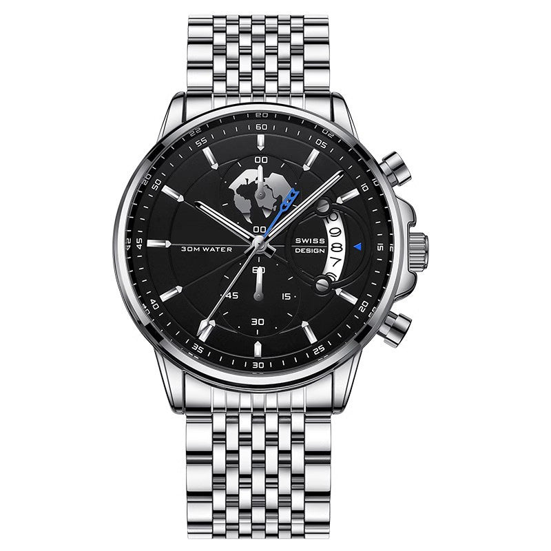 💥Christmas Eve Sale: 50% OFF🌍Men's watch with globe motif in maritime style