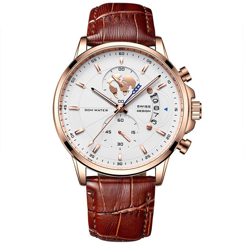 💥Christmas Eve Sale: 50% OFF🌍Men's watch with globe motif in maritime style