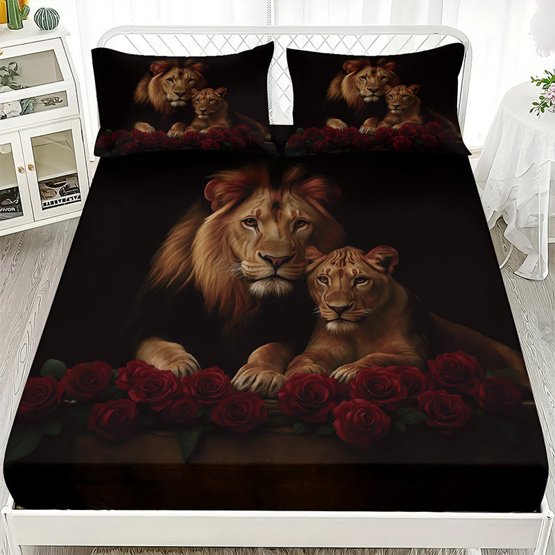 🦁 Lion Print Bedroom 3-Piece Bedding Set 💪