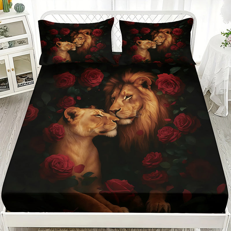 🦁 Lion Print Bedroom 3-Piece Bedding Set 💪