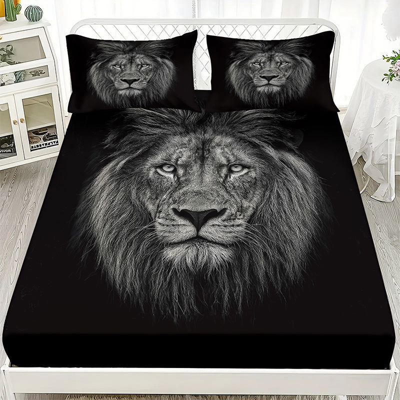 🦁 Lion Print Bedroom 3-Piece Bedding Set 💪