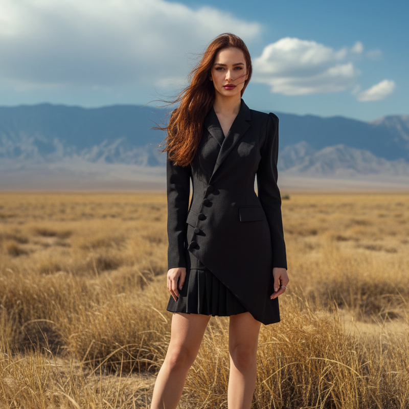 🖤Black Friday 50 % Rabatt 💥Button-Front Pleated Mini Blazer Dress