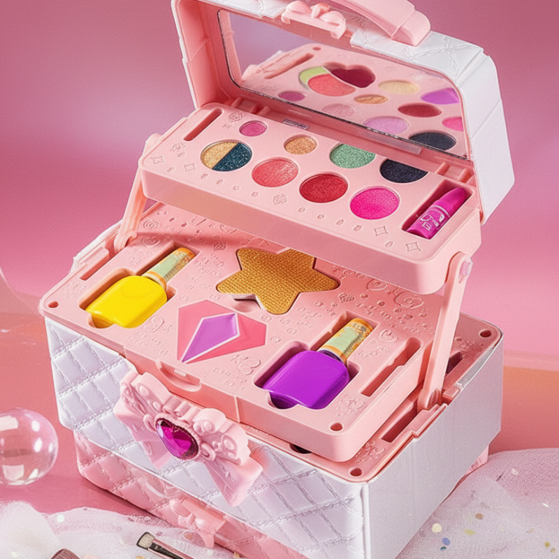 🎁💅Xmas Sale 50% Off✨[Kids Play Makeup Kit with Case]✨ -Water-Soluble Safe Cosmetics for Girls, Creative Dress Up Toy!💖💧