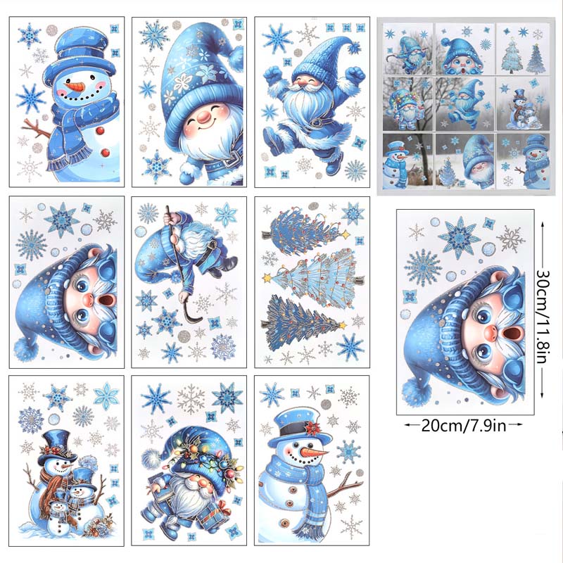 ⚡BLACK FLASH SALE❄️☃️Christmas-Themed Glittering Window Stickers 9 PCS Set🎁