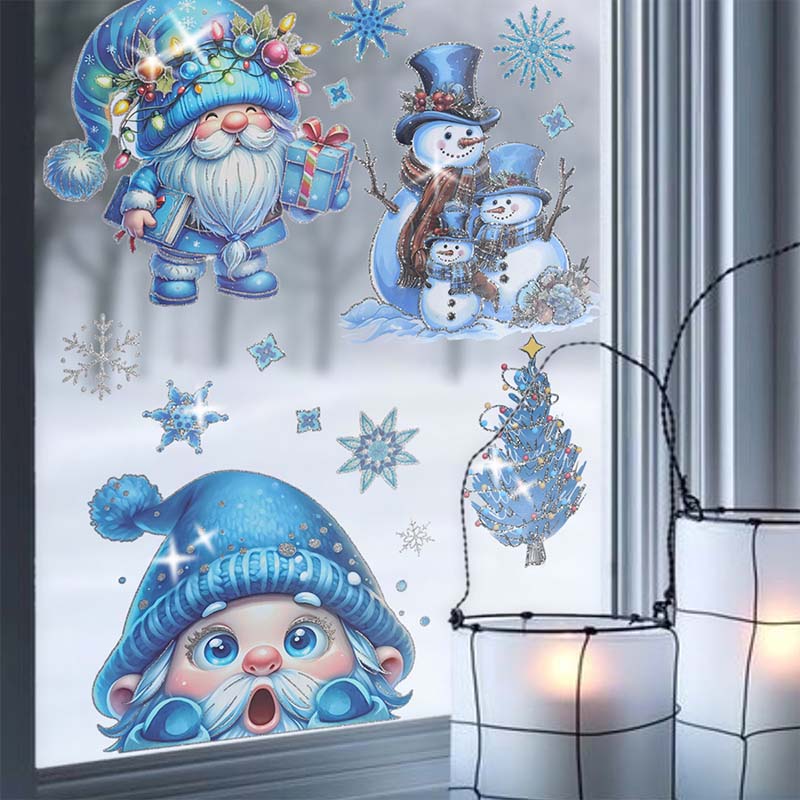 ⚡BLACK FLASH SALE❄️☃️Christmas-Themed Glittering Window Stickers 9 PCS Set🎁