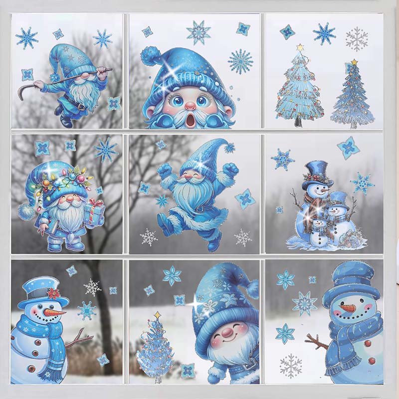 ⚡BLACK FLASH SALE❄️☃️Christmas-Themed Glittering Window Stickers 9 PCS Set🎁