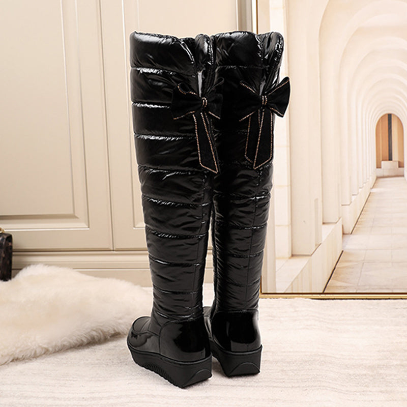 ⚡BLACK FLASH SALE👢❄️Warm Waterproof Tall Boots with Bow Accent🎁