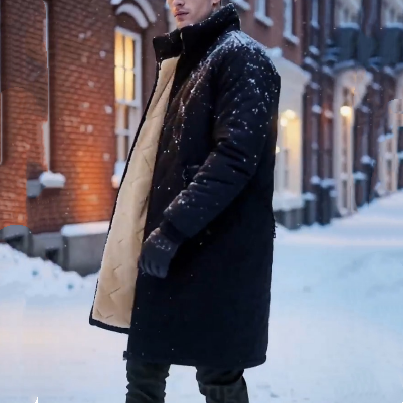 Men's Mid-Length Winter Padded Coat With Plush Lining🚛Free Shipping