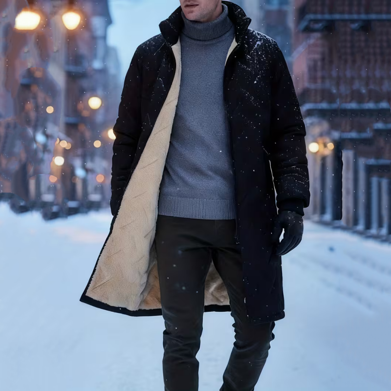 Men's Mid-Length Winter Padded Coat With Plush Lining🚛Free Shipping