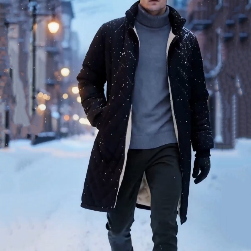 Men's Mid-Length Winter Padded Coat With Plush Lining🚛Free Shipping