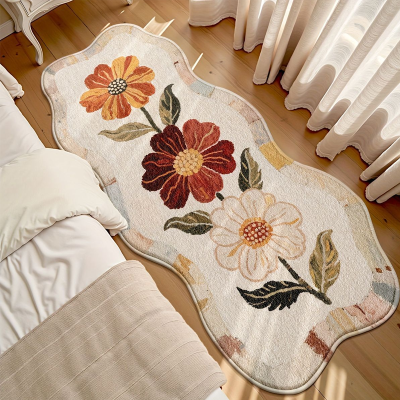 Soft Floral Print Floor Rug