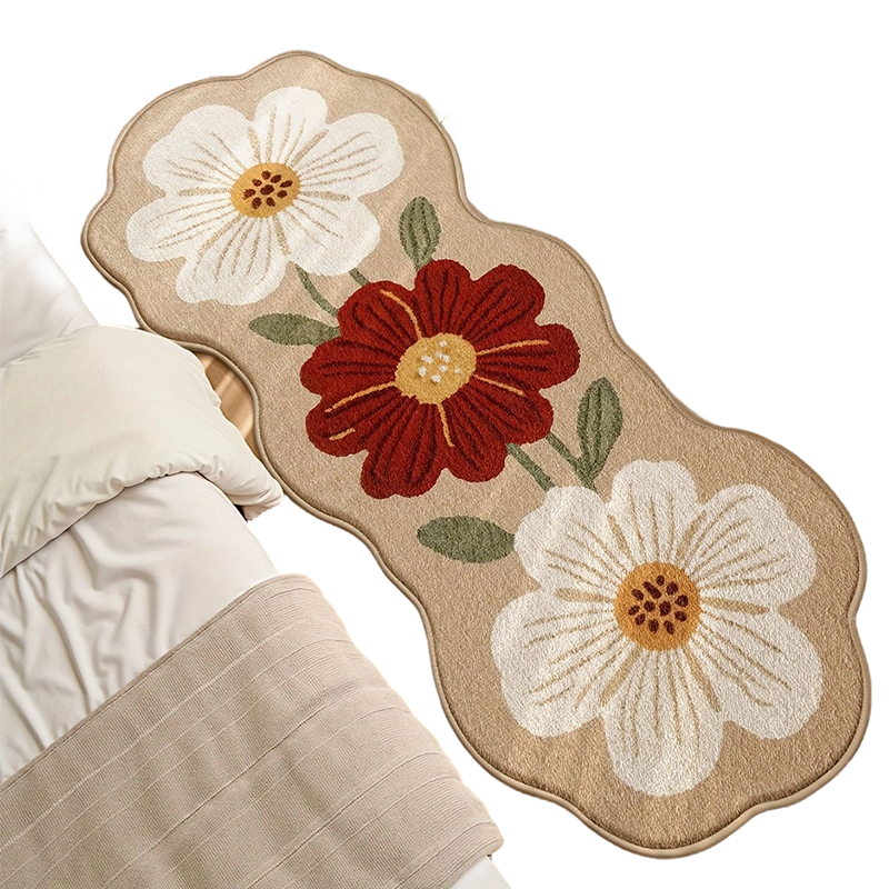 Soft Floral Print Floor Rug