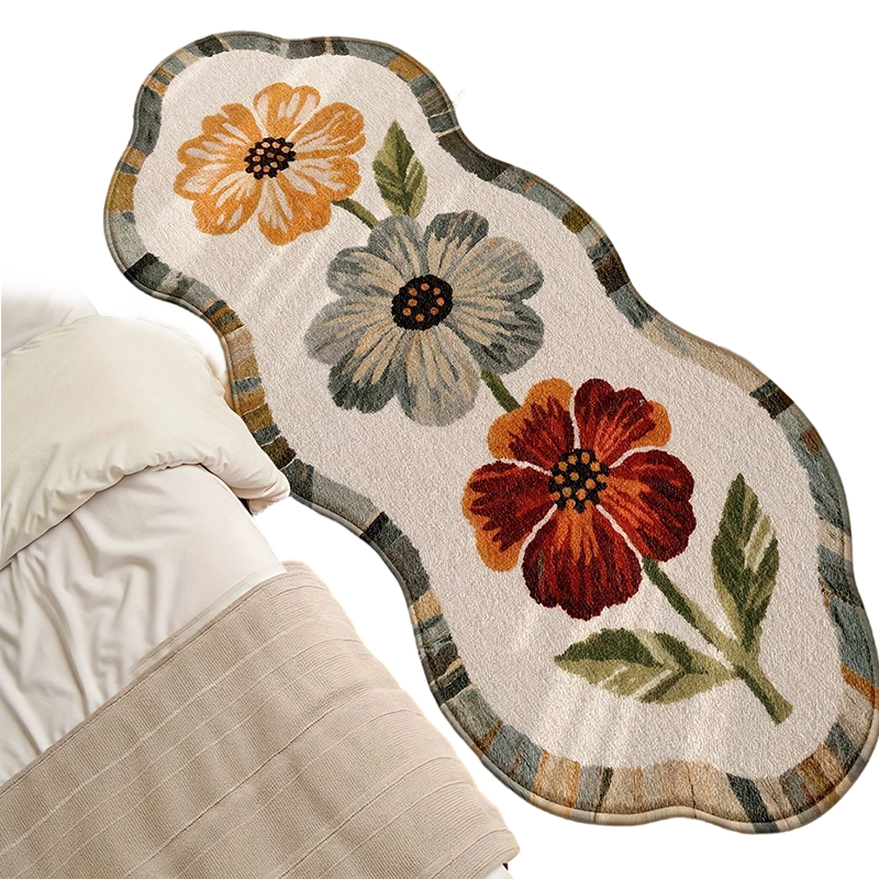 Soft Floral Print Floor Rug