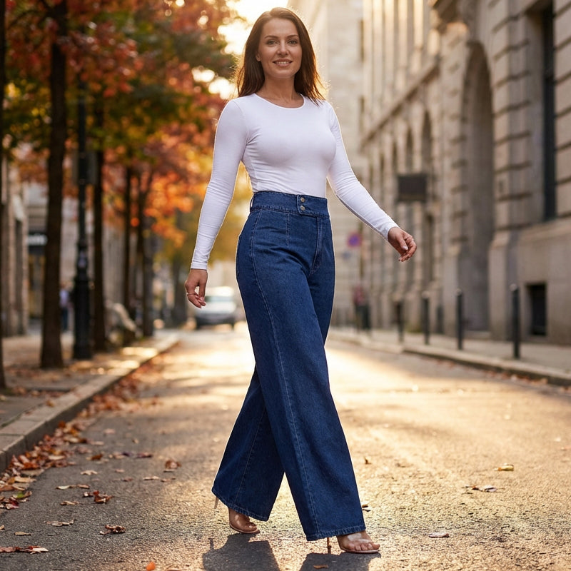 💥Women's High-Waist Wide-Leg Jeans