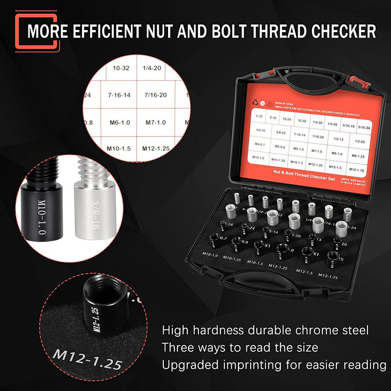 📢📢50% OFF !! ⏰ Nut & Bolt Thread Checker Kit – Dual-Sided, Military-Grade, Metric & Imperial ✨