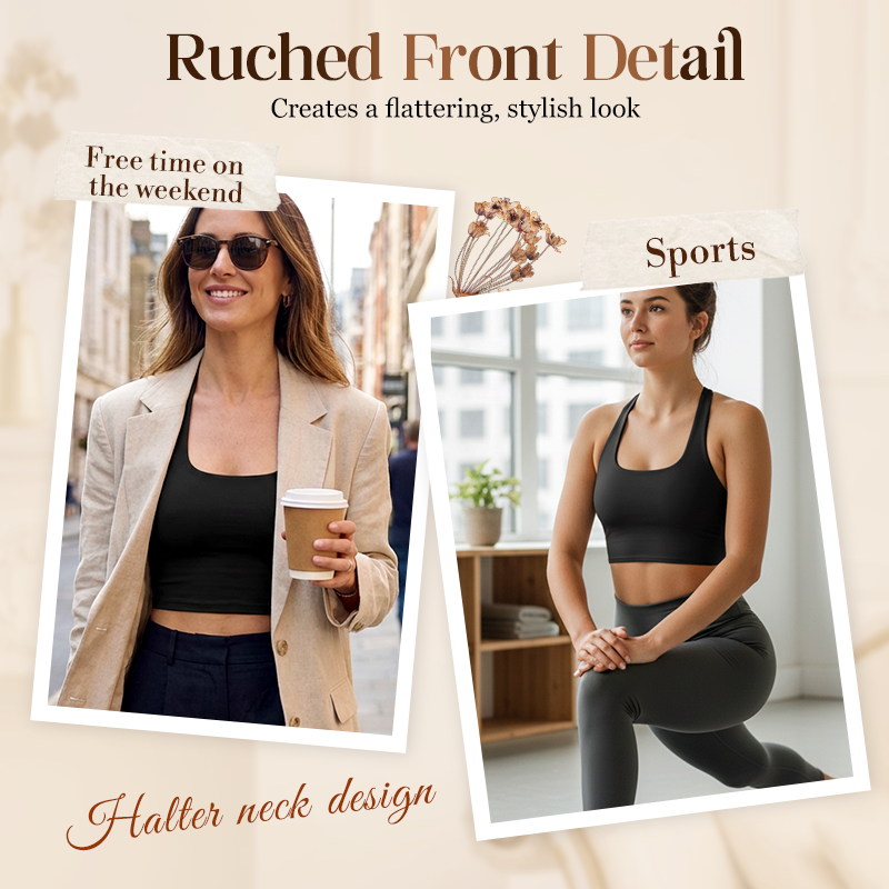 Women's Solid Removable Chest Pad Sports Tank Top, Casual Comfort and Durability Halter Neck Sports Top for Yoga Gym Workout, Ladies Sportswear for All Seasons