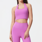 Women's Solid Removable Chest Pad Sports Tank Top, Casual Comfort and Durability Halter Neck Sports Top for Yoga Gym Workout, Ladies Sportswear for All Seasons