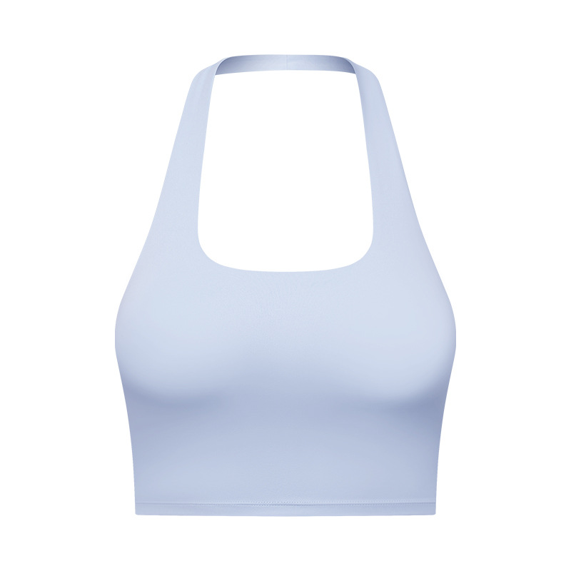 Women's Solid Removable Chest Pad Sports Tank Top, Casual Comfort and Durability Halter Neck Sports Top for Yoga Gym Workout, Ladies Sportswear for All Seasons