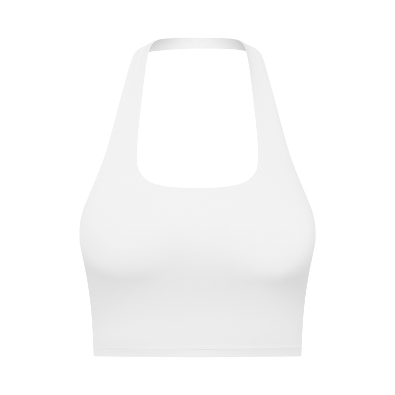 Women's Solid Removable Chest Pad Sports Tank Top, Casual Comfort and Durability Halter Neck Sports Top for Yoga Gym Workout, Ladies Sportswear for All Seasons