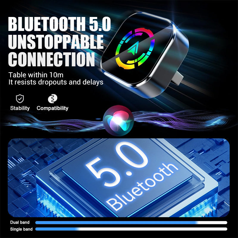 🚗📱 2-in-1 Wireless Adapter: Wireless Auto-Connect for iPhone & Android – Enjoy driving safety and freedom! 🔋🎉