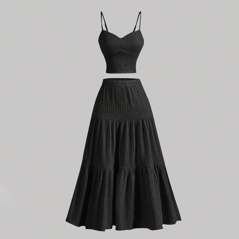 📢📢BIG SALE!!⏰High Waist A-Line Skirt and Cami Top Set
