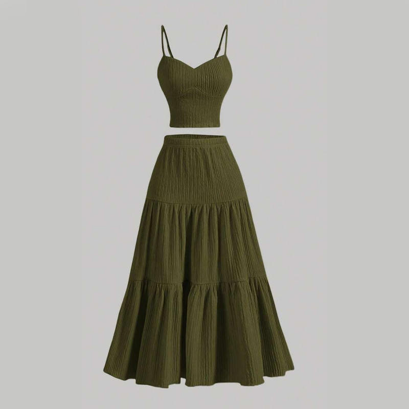 📢📢BIG SALE!!⏰High Waist A-Line Skirt and Cami Top Set