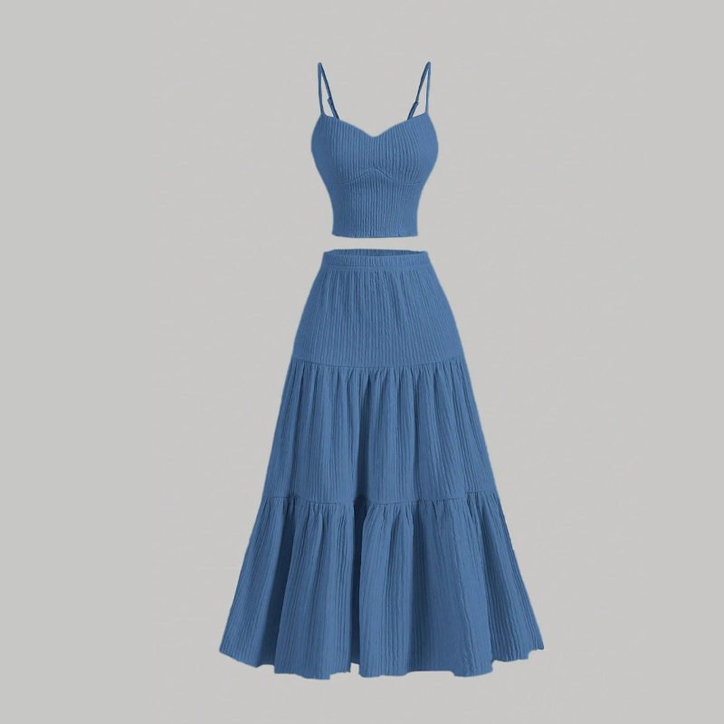 📢📢BIG SALE!!⏰High Waist A-Line Skirt and Cami Top Set