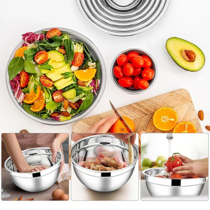🎉 2026 Sale — Over 31,200 Sold! 🥣 304 Stainless Steel Mixing Bowl Set with Airtight Lids & Grater Attachments 🔪✨