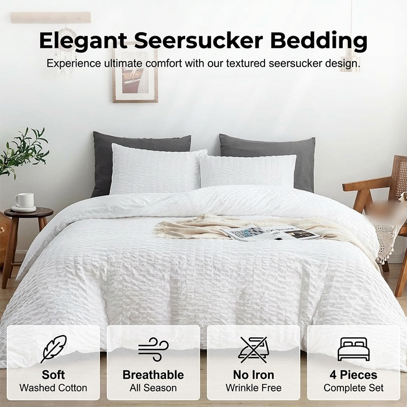 4-Piece Textured Seersucker Bedding Set