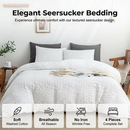 4-Piece Textured Seersucker Bedding Set