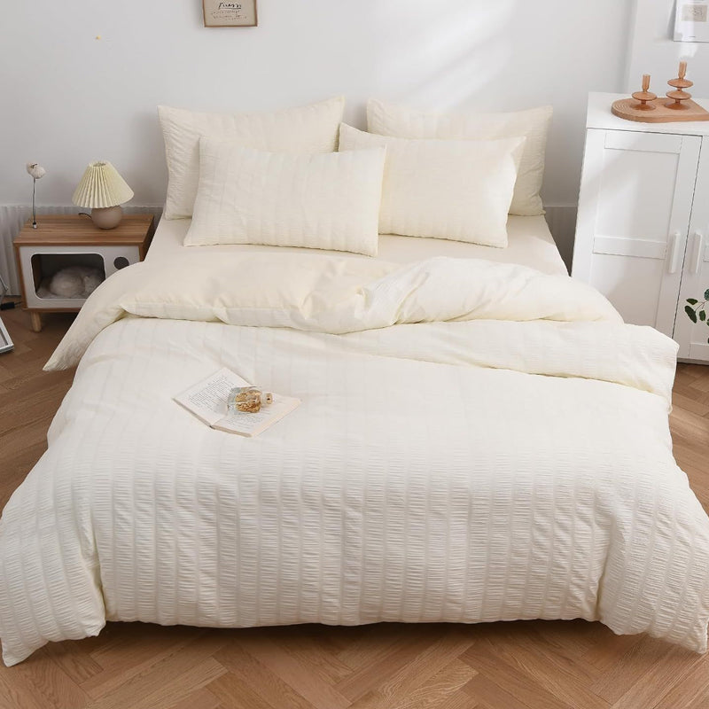 4-Piece Textured Seersucker Bedding Set