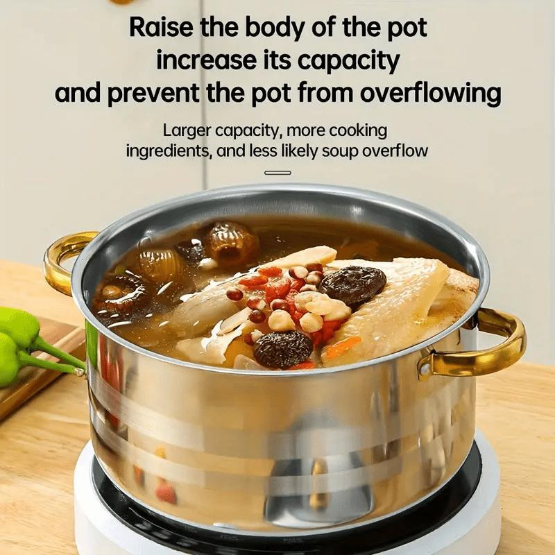 💎 -50% ON 5-PC STAINLESS STEEL SET! 💎 Thickened Pots, Glass Lids & Elegant Gold Accents for Any Stovetop