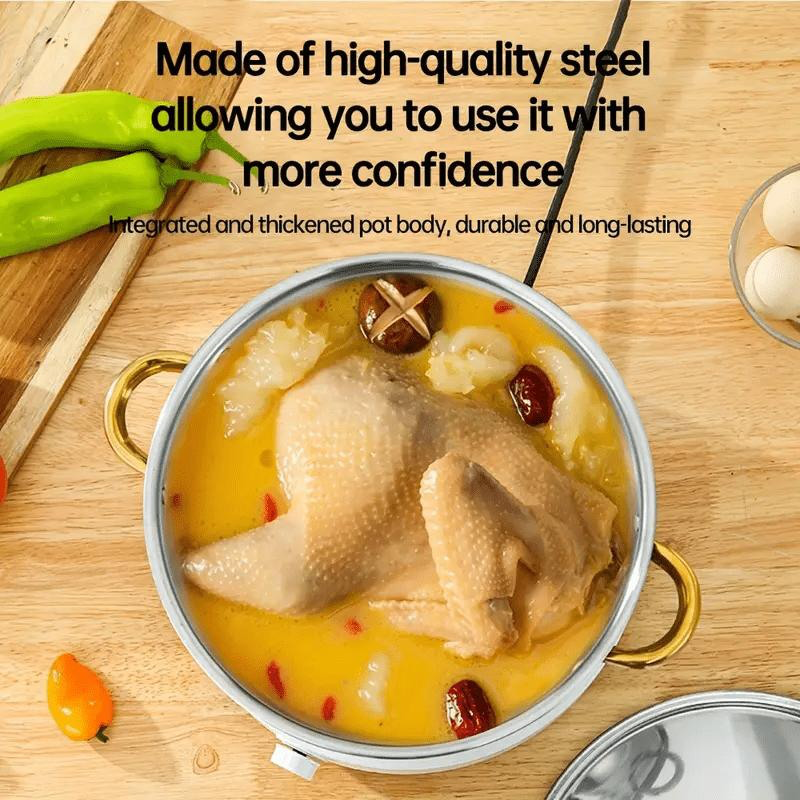 💎 -50% ON 5-PC STAINLESS STEEL SET! 💎 Thickened Pots, Glass Lids & Elegant Gold Accents for Any Stovetop