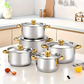 💎 -50% ON 5-PC STAINLESS STEEL SET! 💎 Thickened Pots, Glass Lids & Elegant Gold Accents for Any Stovetop