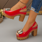 💎 50% OFF ELEGANT PEEP-TOE SANDALS! 💎 9.5cm Chunky Heel, Secure Buckle & Rugged Grip for All-Day Style✨