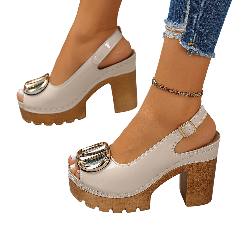 💎 50% OFF ELEGANT PEEP-TOE SANDALS! 💎 9.5cm Chunky Heel, Secure Buckle & Rugged Grip for All-Day Style✨