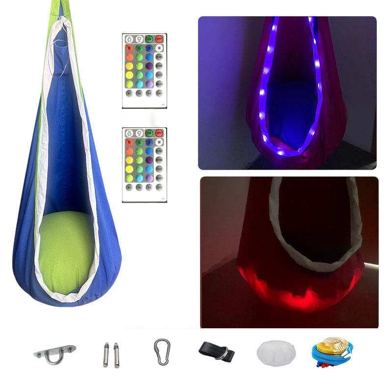 🌟 50% OFF! Light-Up Pod Swing Chair for Kids – Remote Control, Durable & Cozy Private Hideaway 🪑
