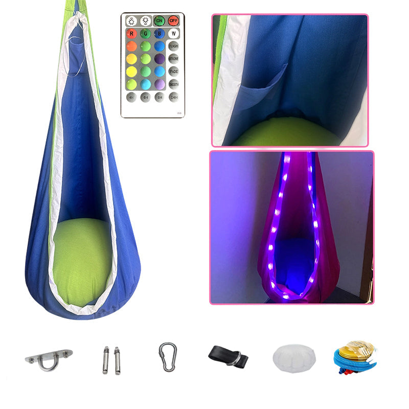 🌟 50% OFF! Light-Up Pod Swing Chair for Kids – Remote Control, Durable & Cozy Private Hideaway 🪑