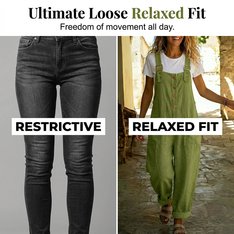 👖 50% OFF NOW! 🌿 Women's Casual Button-Front Overalls – Adjustable Straps, Breathable Fabric & Relaxed Fit ✨