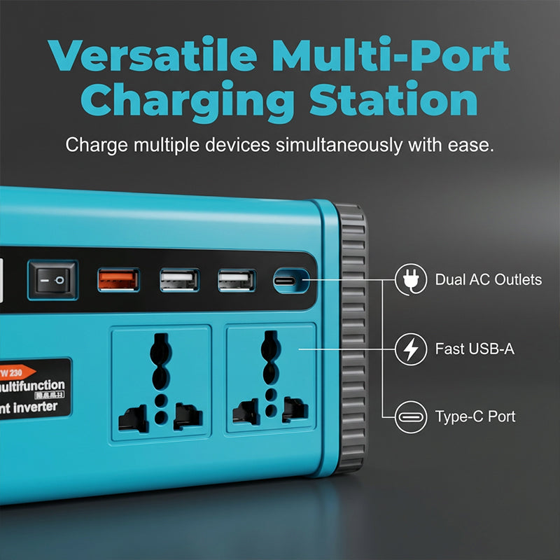🎉2026 Hot Sale — Over 10,900 Sold!💞Portable Power Inverter with LED Work Light🔦