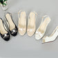 Women's Elegant Peep-Toe Slingback Sandals – Mid-Heel, Bow Detail & Adjustable Strap